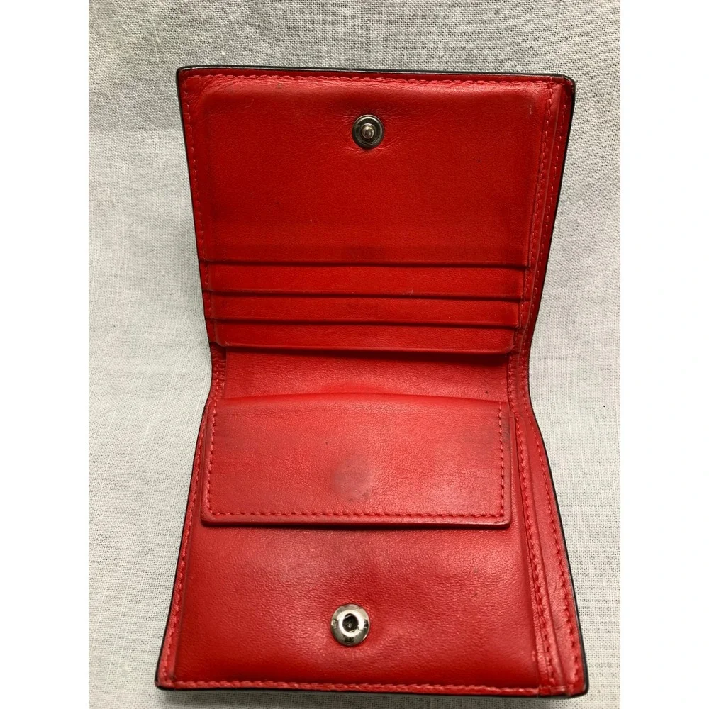 Christian Louboutin Paros Spiked Wallet Marble Print‎ Red Leather Bifold#607